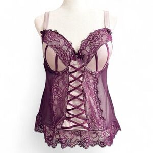 Lovehoney Purple Lace Corset Bustier 1X/2X Plus Size Lingerie